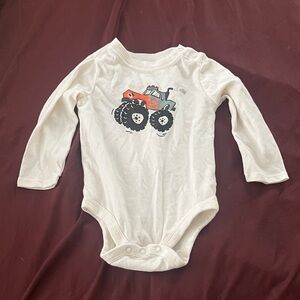 White Baby Onesie with Red Monster Truck
